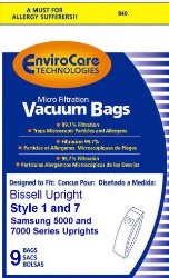 Bissell Style 1 and 7 Upright Vacuum Bags -9 Pk