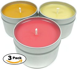 Candlecopia Blissful Bakery 3-Pack Scented Soy Candles – Includes Pumpkin Soufflé, Baked Apple Pie & Seriously Cinnamon – 80+ Hours Burn Time in three 4-ounce Travel Tins