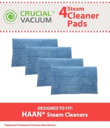 Crucial Vacuum Washable Micro-Fiber Blue Steam Mop Pads 4-pack Designed & Engineered by Crucial Vacuum