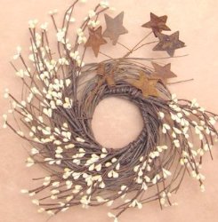 CWI Gifts Pip and Twig with Rusty Star Wreath, 10-Inch, Ivory