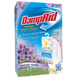 DampRid FG83LV Hanging Moisture Absorber Lavender Vanilla, 3-Pack