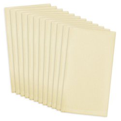 DII 100% Cotton, Machine Washable Everyday Basic Buffet Napkin, 16 by 16-Inch, Cream, Set of 12