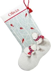 Dimensions Crafts Counted Cross Stitch Stocking, Snow Bears, 16-Inch