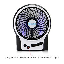 Efluky Mini USB 3 Speeds Rechargeable Portable Table Fan, 4.5-Inch, Black