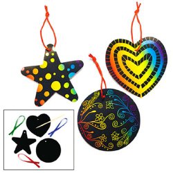 Fun Express Magic Color Scratch Ornaments Craft Kit (24 Piece) Toy