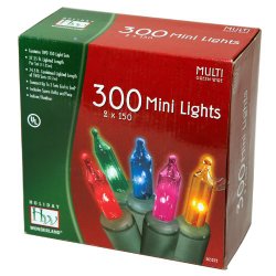 Holiday Wonderland’s 300-Count Mini Multi Color Christmas Light Set