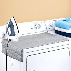 Houseables Ironing Blanket, Magnetic Mat Laundry Pad, 32 1/2″ x 19″, Gray, Quilted, Washer Dryer Heat Resistant Pad, Iron Board Alternative Cover