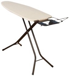 Household Essentials Fibertech Mega Wide Top Bronze Finish 4-Leg Ironing Board with Natural Cotton Cover