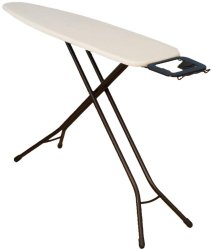 Household Essentials Fibertech Top Bronze Finish 4-Leg Ironing Board with Natural Cotton Cover