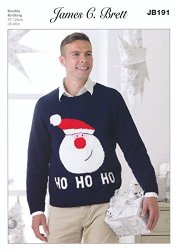 James Brett Double Knitting DK Pattern Mens Christmas Santa Jumper Sweater Top Value DK (JB191)