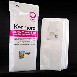 Kenmore Type O Hepa Vacuum Bags for Upright Vacuums, 6 Pk Media Filtration Synthetic
