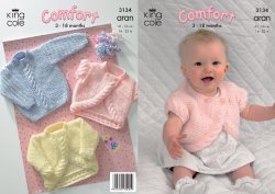 King Cole Comfort Aran Knitting Pattern Babies Knitted Jacket Bolero & Sweater 3134