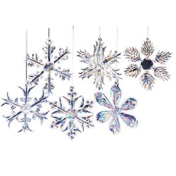 Kurt Adler 2″ Glass Iridescent Snowflake Ornaments, 12-Piece Set