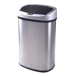 New 13-gallon Touch-free Sensor Automatic Stainless-steel Trash Can Kitchen 50r