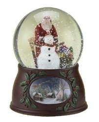 Roman Christmas Musical Revolving Santa Claus and Snowman Snow Globe Glitterdome Plays “Have Yourself A Merry Little Christmas”