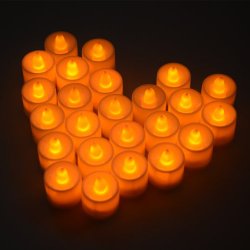 Set of 24 Flickering Flameless LED Candle Light Tea light Amber Yellow for Wedding Party Club Decor in White LD009