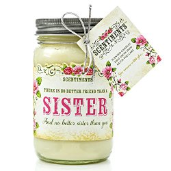 SISTER Gift Candle scented with Vanilla essential oils handmade in the USA with 100% soy wax. Show her how much you care with this special gift. Full Amazon money back guarantee