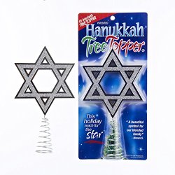 Sparkling Silver Hanukkah Christmas Tree Topper