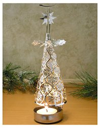 Spinning Christmas Tree Candle Holder with Snowflakes Scandinavian Design