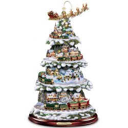 Thomas Kinkade Wonderland Express Animated Tabletop Christmas Tree With Train by Hawthorne Village