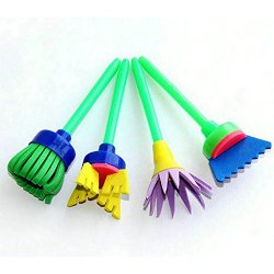 4 Pcs Early Learning Mini Flower Funky Brushes&sponge Painting Brushes