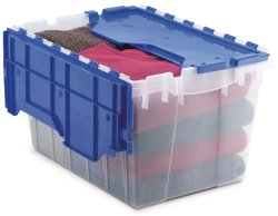 Akro-Mils 66486 CLDBL 12-Gallon Plastic Storage KeepBox with Attached Lid, 21-1/2-Inch by 15-Inch by 12-1/2-Inch, Semi Clear