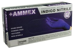 Ammex AINPF Indigo Nitrile Glove, Medical Exam, Latex Free, Disposable, Powder Free, Medium (Box of 100)