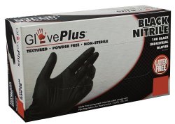 Ammex GPNB GlovePlus Black Nitrile Glove, Latex Free, Disposable, Powder Free, Large (Box of 100)