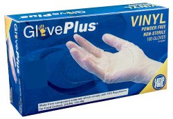 Ammex IVPF GlovePlus Vinyl Glove, Latex Free, Disposable, Powder Free, Large (Box of 100)