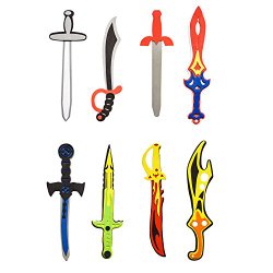 Assorted Foam Toy Swords for Children with Different Designs Including Ninja, Pirate, Warrior, and Viking (8 Pack) by Super Z Outlet®