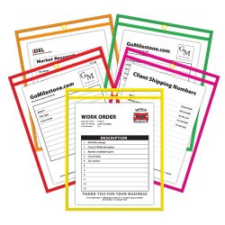 C-Line Neon Stitched Shop Ticket Holders, Assorted Neon Colors, 9 x 12 Inches, 25 per Box (43910)