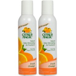 Citrus Magic 2-Pack Natural Odor Eliminating Air Freshener Spray, Fresh Orange, 7-Ounce