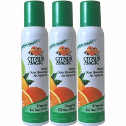 Citrus Magic 3-Pack Natural Odor Eliminating Air Freshener Spray, Tropical Citrus Blend, 3.5-Ounce