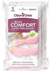 Clean Ones Pure Comfort Latex Free Vinyl Gloves – 6 Pair (Medium)