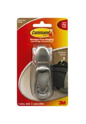 Command Forever Classic Large Metal Hook, Brushed Nickel