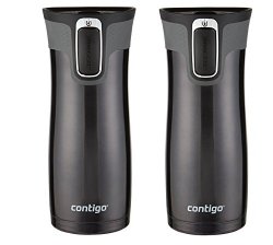 Contigo Autoseal Travel Mug – Stainless Steel Vacuum Insulated Tumbler – 2 Pack (Black)