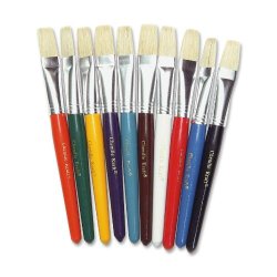 Creative Arts by Charles Leonard Stubby Flat Paint Brushes, Assorted Colors, 10/Set (73290)
