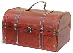 Decorative Wood Treasure Box – Wooden Trunk Chest