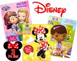 Disney® Coloring and Activity Book Assortment; Minnie Mouse, Princess Sofia, Doc Mcstuffins (3 Books ~ 96 Pgs Each)