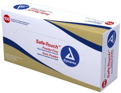 Dynarex Safe-Touch Vinyl Exam Glove Powder Free, Large, 100 Count (Pack of 10)