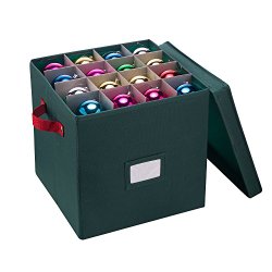 Elf Stor Premium Green Christmas Ornament Storage Chest for 64 Balls w/ Dividers