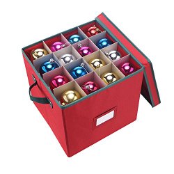 Elf Stor Premium Red Christmas Ornament Storage Chest Holds 64 Balls w/ Dividers