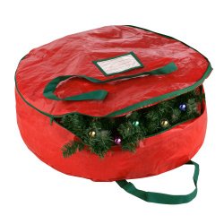 Elf Stor Premium Red Holiday Christmas Wreath Storage Bag For 24″ Inch Wreaths