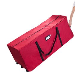 Elf Stor Premium Red Rolling Duffle Bag Style Christmas Tree Storage Bag