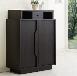 Furniture of America Arthurie Espresso Enclosed 5-Shelf Modern Wood Shoe Storage Cabinet Ideal Organizer For Your Shoes