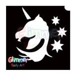 Glimmer Body Art Glitter Tattoo Stencils – Unicorn Head (5/pack)