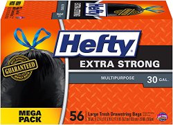 Hefty Trash Bags, Drawstring Multipurpose, 30 Gallon, 56 Count