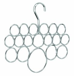 InterDesign Axis Scarf Hanger, No Snag Storage for Scarves, Ties, Belts, Shawls, Pashminas, Accessories – 18 Loops, Chrome