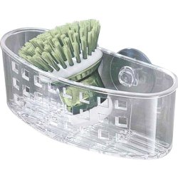 interDesign Clear Plastic Suction Sponge and Scrubber Center