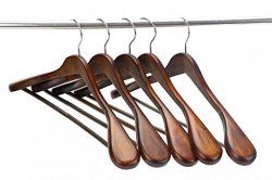 J.S. Hanger®Gugertree Wooden Extra-Wide Shoulder Suit Hangers, Wood Clothing Hangers for Closet Collection, Retro Finish, 5-Pack
